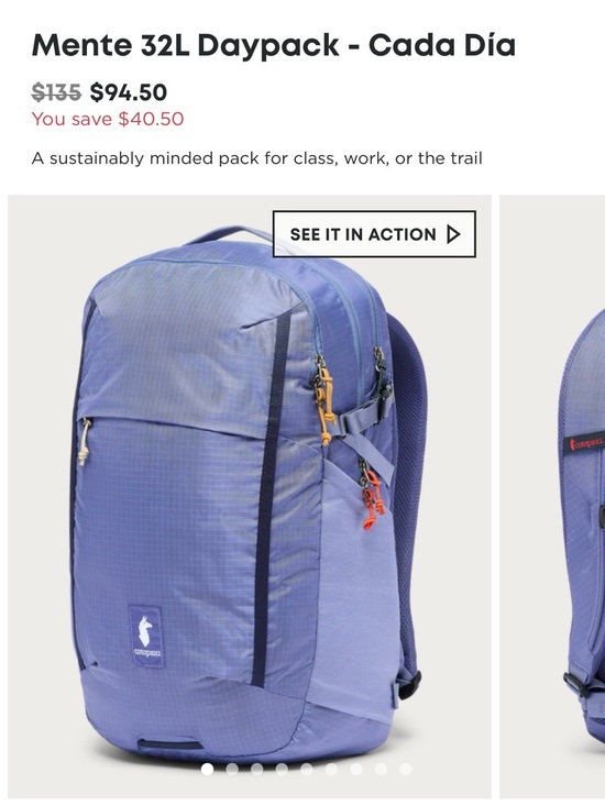 cotopaxi Navy Blue Everyday Backpack with Yellow Accents
